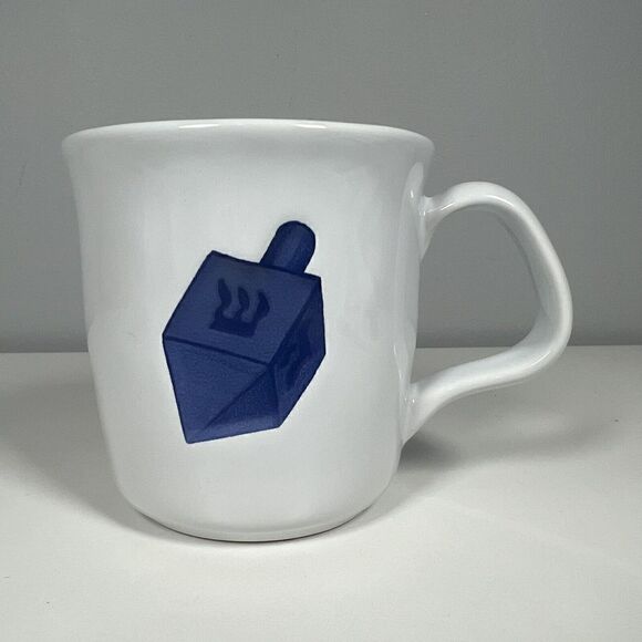 Williams Sonoma Hanukkah Dreidel Coffee Mug 15 oz Embossed Ceramic - Picture 1 of 5